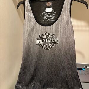 Harley-Davidson Black and Gray Sequin Tank-Savannah Ga